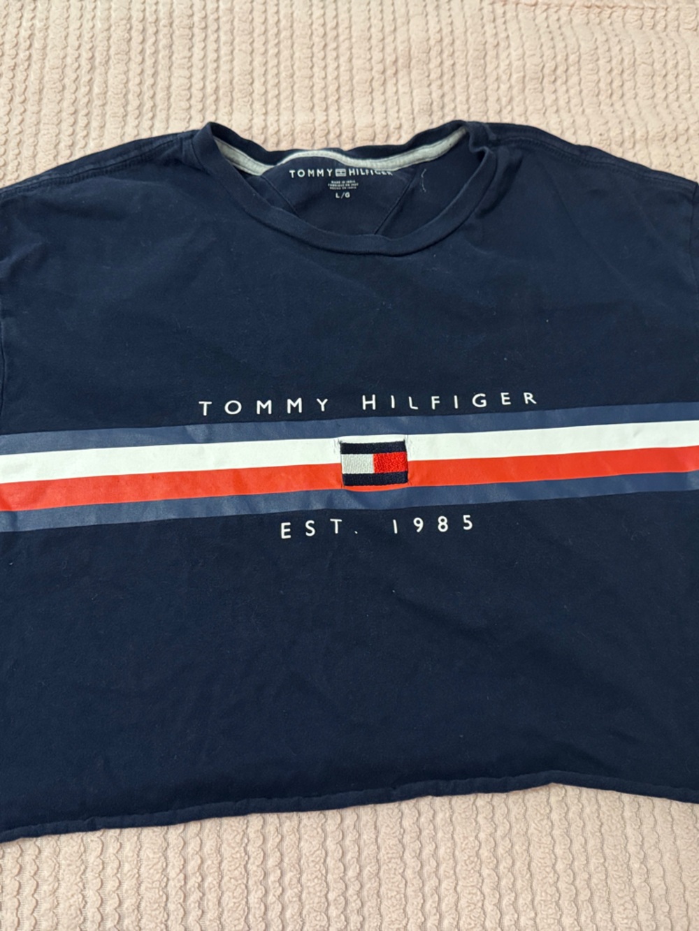 Tommy Hilfiger Navy Short Sleeve Cropped Tee